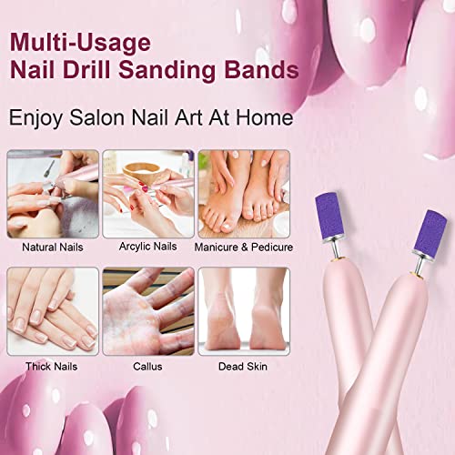 100 Pcs 150 Grit Nail Sanding Bands with Drill Bit Set