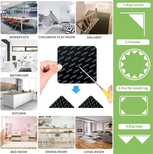 16PCS Non-Slip Rug Grippers for Hardwood & Tile Floors