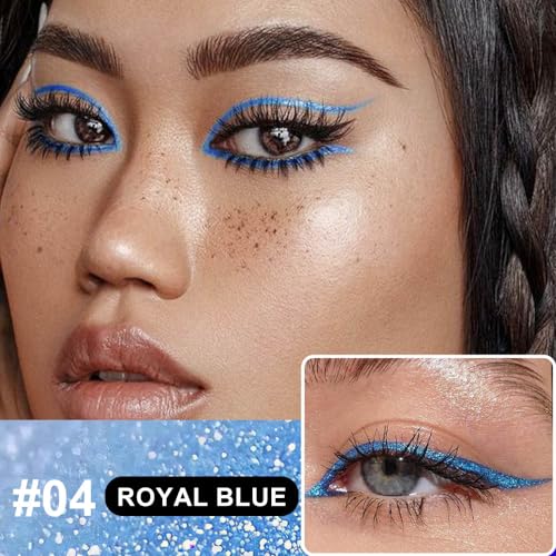 evpct 1Pcs Royal Blue Glitter Liquid Eyeliner - Shimmer-04# Metallic Face & Eye Makeup