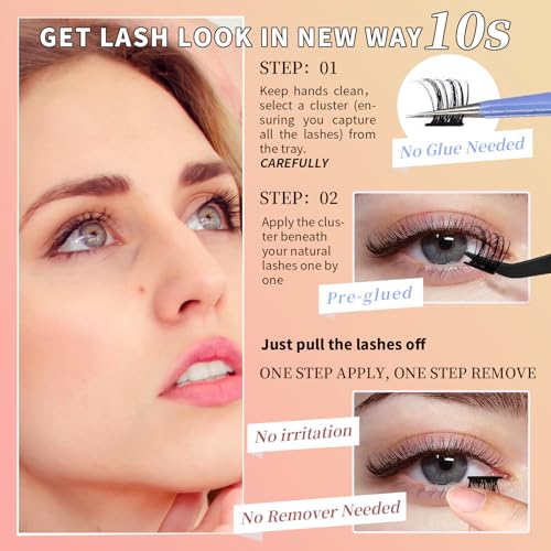 Self-Adhesive Lash Clusters Kit - Easy Press-On False Eyelashes, 120 Pcs