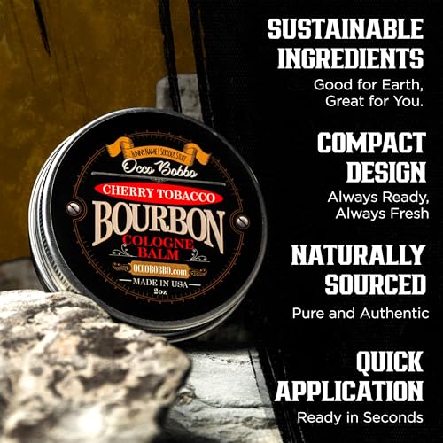 Handy Hound Solid Cologne for Men, Cherry Tobacco Bourbon, 2 oz Travel Tin