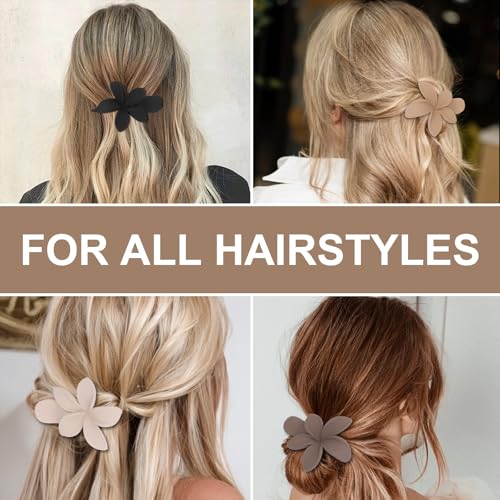 CURASA Flat Flower Hair Clips for Women - 6 Pack, B Variation, Elegant Claw Clips for Thick & Thin Hair