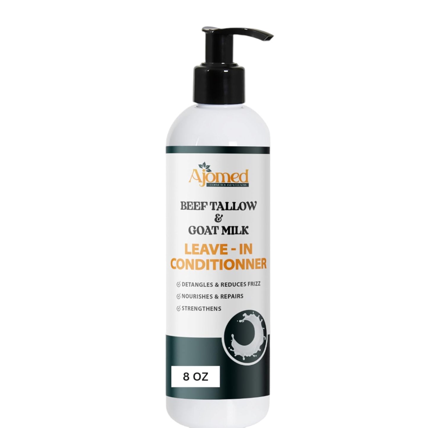 Beef Tallow & Goat Milk Leave-In Conditioner - Anti-Frizz Hair Detangler & Moisturizer for Dry, Damaged Hair | 8 Fl Oz