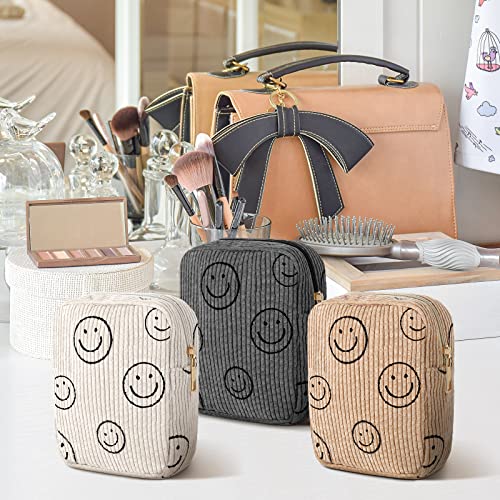 Photect 3-Piece Corduroy Makeup Bag Set in White, Gray, Yellow
