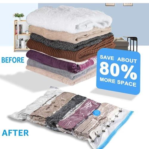 Vacuum Storage Bags with Hand Pump – 5 Pack for Clothes & Bedding