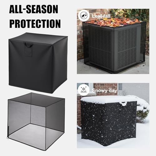 All-Season Air Conditioner Covers - 2-Pack Waterproof & Mesh