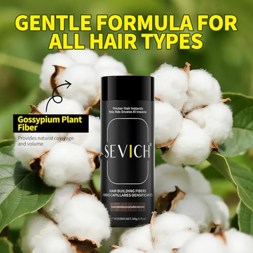 SEVICH Hair Fibers for Thinning Hair - 40g Dark Brown, Instant Volumizing Solution