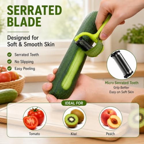SAIOTER 2-Piece 4-in-1 Vegetable Peeler Set with Stainless Steel Blades