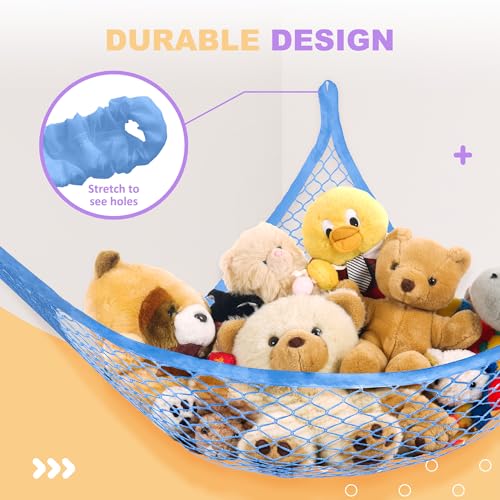 Lazebox Stuffed Animal Net Hammock - Large Capacity Toy Organizer