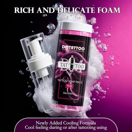 Ultra Concentrated Pink Tattoo Soap Kit with Foaming Bottle - 20Pcs