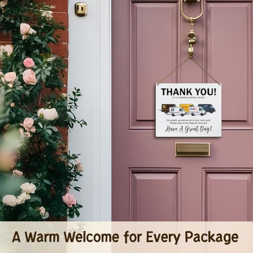 Thank You Delivery Driver Sign - 8x10 Inch Wooden Wall Hanging