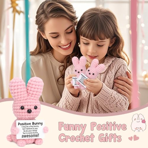 Positive Crochet Bunny - Handmade Inspirational Gift for Women