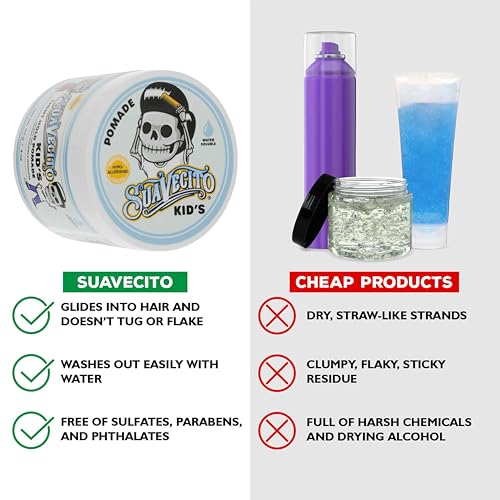 Suavecito Kid's Pomade - Calming Chamomile Scent, Light Hold, 4 oz
