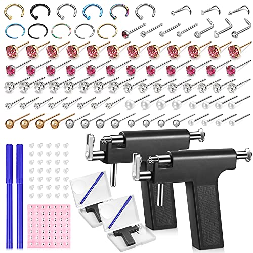 Honoson 158-Piece Professional Ear Piercing Gun Kit - Reusable Tool (Black)