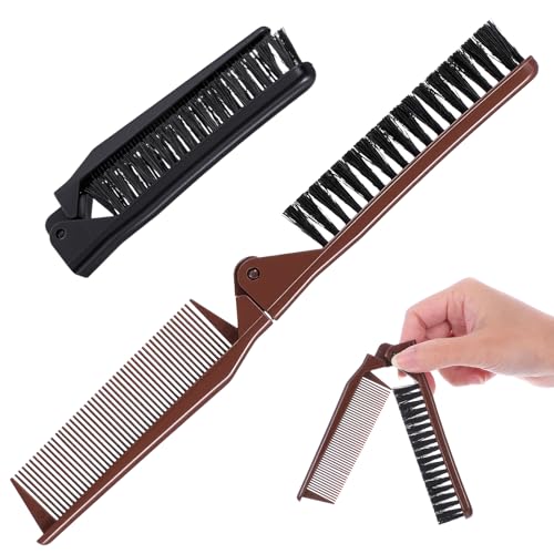 2-Pack Foldable Hair Combs - Anti-Static Travel Brushes