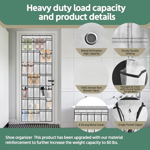 Over the Door Shoe Organizer - 35 Pocket Hanging Storage Bag