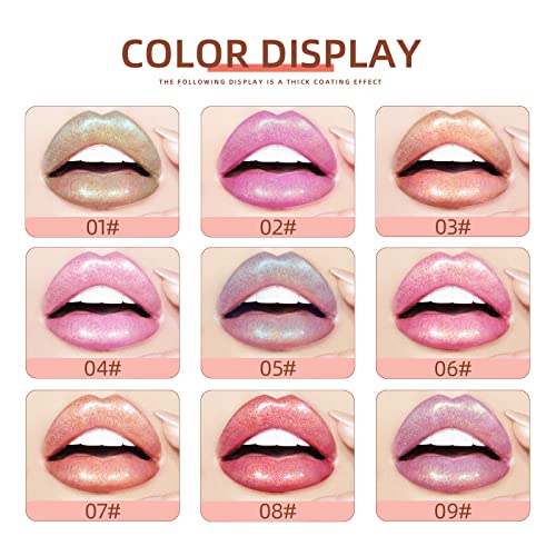 Aseawave 9-Color Shimmery Lip Gloss Set – Long-Lasting Moisturizing Gloss
