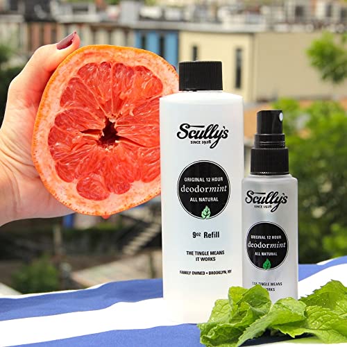 Scully's Natural Deodorant Spray - 2oz Mint & Grapefruit - 12+ Hour Protection, Aluminum-Free, Non-Toxic, Refillable