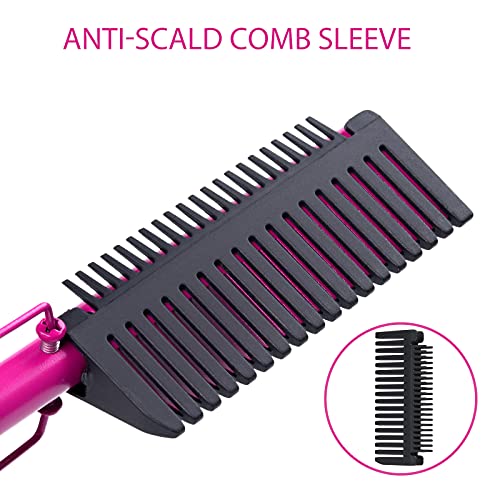 Erokicysh Ceramic Electric Hot Comb - Purple Hair Straightener & Beard Press