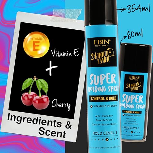 EBIN NEW YORK 24H Super Holding Hair Spray - Control & Volume, 11.97 Oz