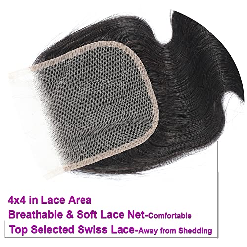 12A Brazilian Body Wave Hair Bundles with Lace Frontal Closure - 10" Natural Black
