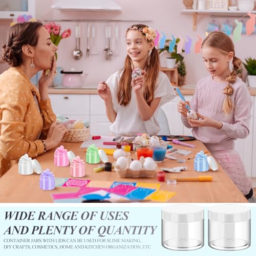 Patelai 16 Pack 6 oz Clear Plastic Storage Jars with Lids - White