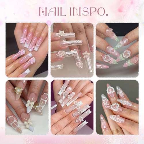 3D Nail Charms Set with Flowers, Butterflies & Rhinestones