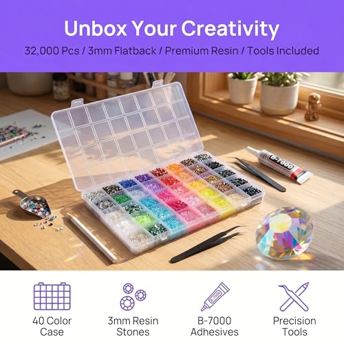 3mm Multicolor Jelly Rhinestones - 40000 pcs for Crafts & Nail Art