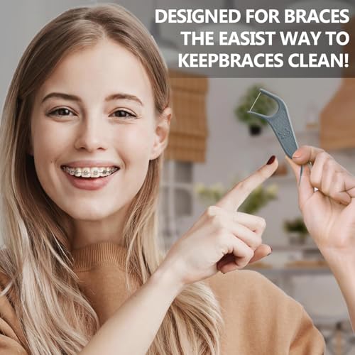 Dr. Emma Orthodontic Flossers for Braces Mint Flavor 60 Count Gray Pack