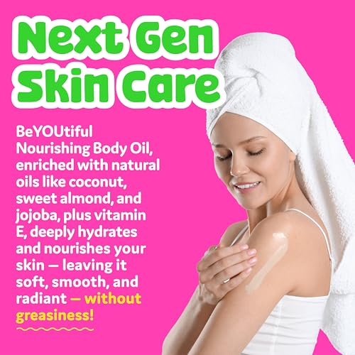 BeYoutiful Coconut Lime Body Oil for Kids & Teens - Hydrating Glow Oil, 8 oz