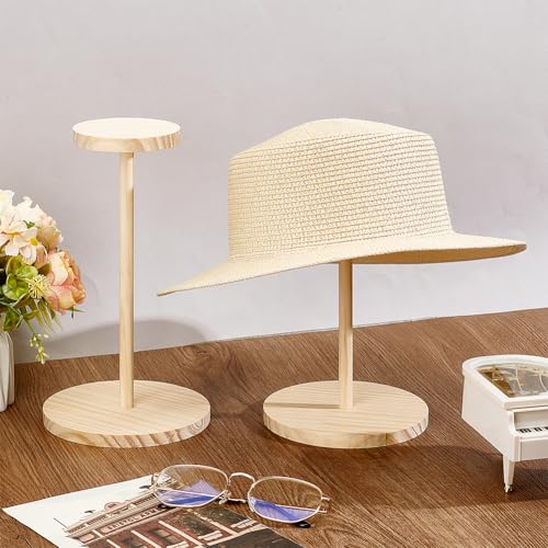 PH PandaHall Wooden Hat Display Stand - 2 Set Non-Slip Rack