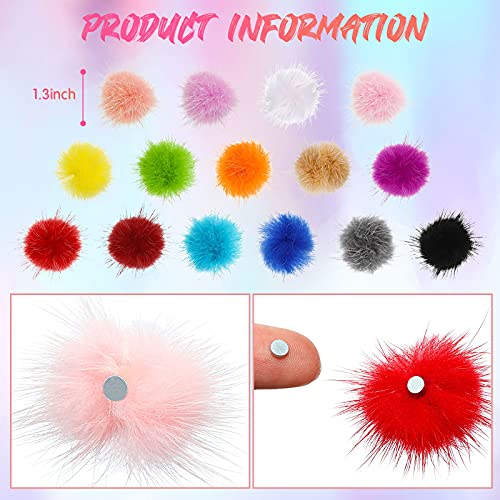 30-Piece Detachable Nail Pom Balls - 15 Colors Fluffy 3D Manicure Charms