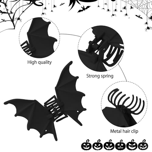 Halloween Bat Hair Clips - Matte Black Gothic Claw Barrettes