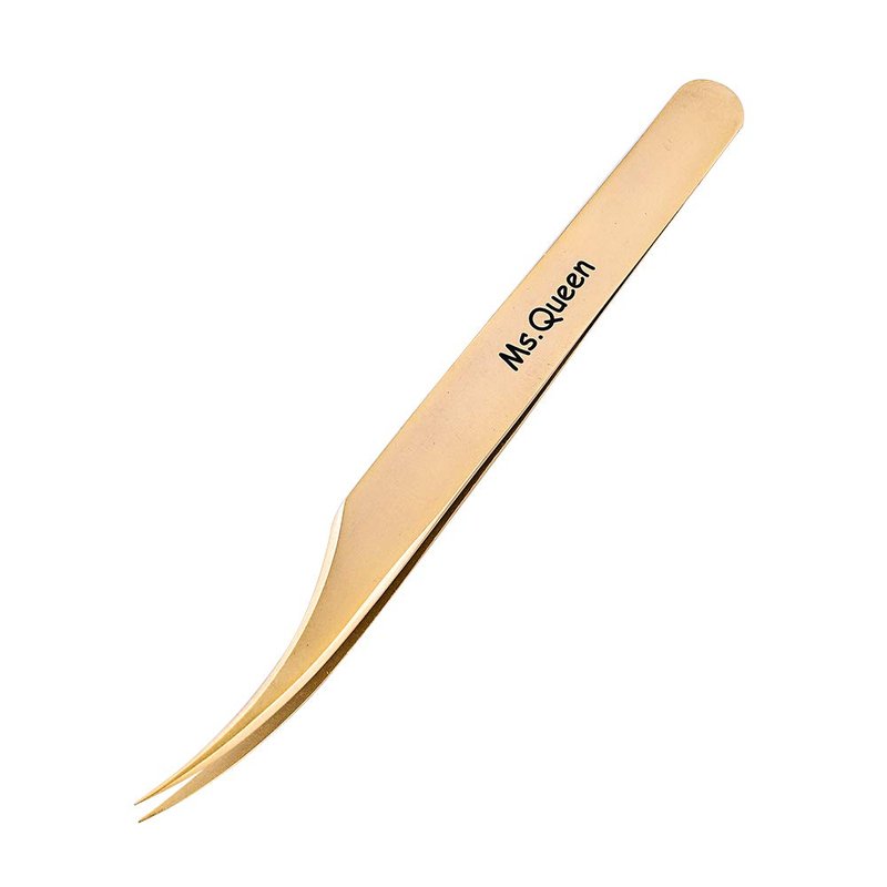 Ms.Queen Eyelash Extension Tweezers-Precision Tweezers for 2D-6D Volume&Individual False Lashes Extensions-Golden-Dolphin Tweezers