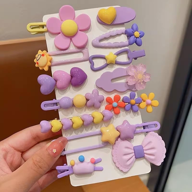 Elastic Hair Ties for Girls - 889 Pcs Colorful Rubber Bands Set with 14 Cute Hair Clips