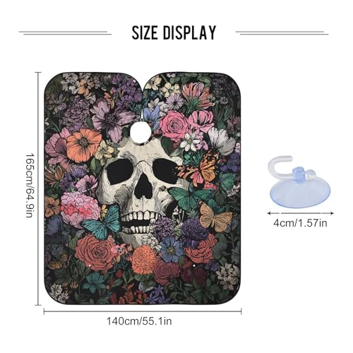 ALAZA Multi1 Vintage Skull Flowers Barber Cape Waterproof Haircut Apron 55x65 Inch