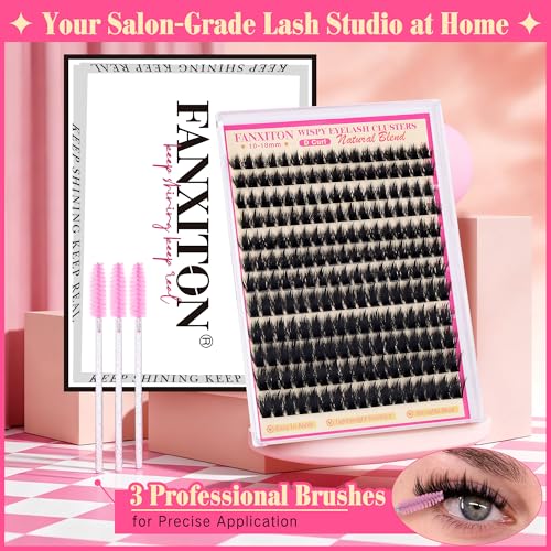 FANXITON Lash Clusters Kit (YL03) D Curl 10-18mm Spiky Volume Faux Lashes No Glue