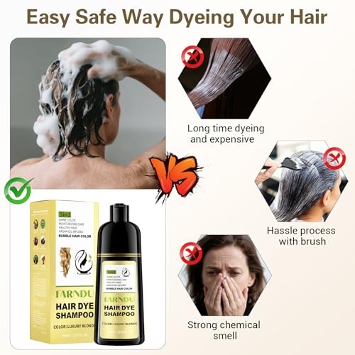 Farndu Luxury Blonde Hair Dye Shampoo for Gray Hair Coverage