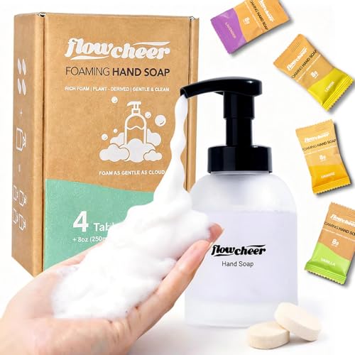 Flowcheer Karl Frosted Glass Foaming Hand Soap Kit with 4 Tablets
