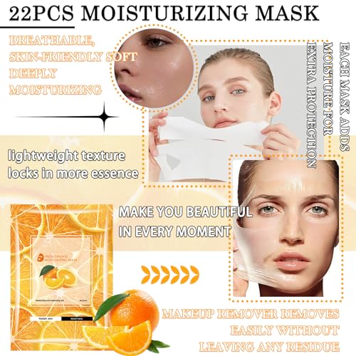 22-Piece Facial Sheet Mask Set - Moisturizing & Hydrating Skin Care Gift