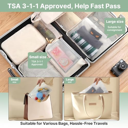 TT·SSTIE 5 Pack Clear Toiletry Bags, TSA 3-1-1 Quart Size PEVA Leakproof Travel Set (2 Small, 3 Large)