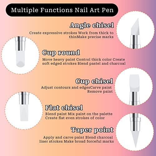 5-Piece Dual-Tipped Silicone Nail Art Sculpting Pen Set