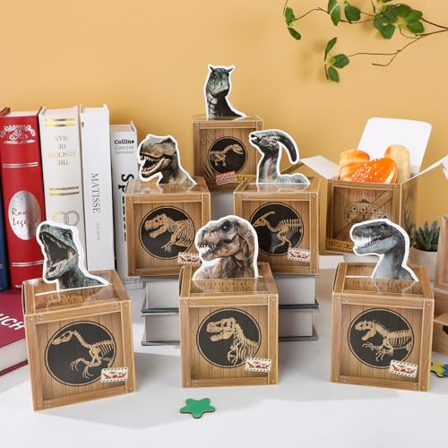 12 Pcs Dinosaur Party Favor Boxes - 4x4 Inch Dino Treat Containers