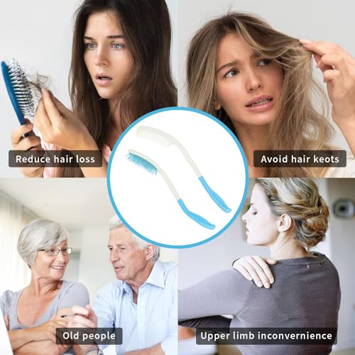 Long Reach Handled Comb and Hair Brush Set for Elderly and Disabled