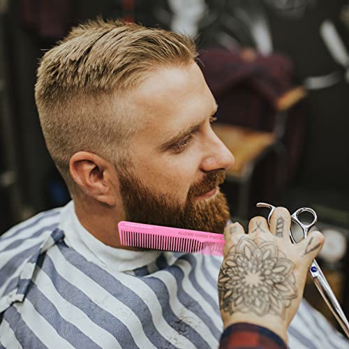 Allegro Combs #420 Fresh Pink Professional Barber Hair Cutting Comb Set – Fine & Wide Tooth, 12 Pack