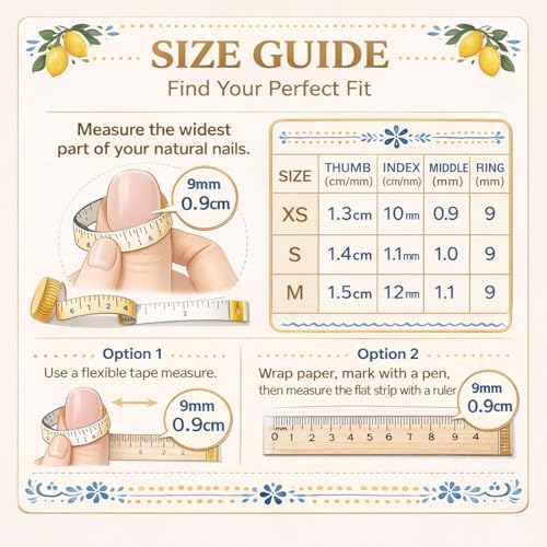 YWCYSP 10 Pcs Hand-Painted Summer Fish & Lemon Press On Nails - M