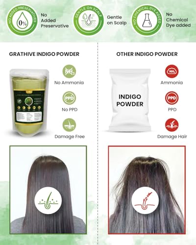 Organic Indigo Powder for Hair Black - Natural Hair Color & Nourishment - 200g