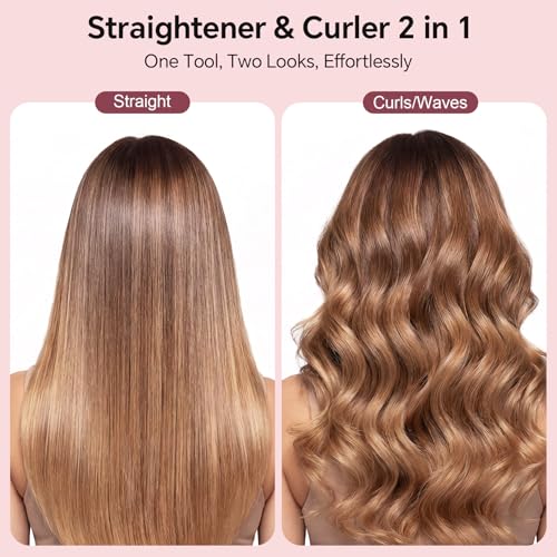 YEGUBEGU 2-in-1 Ceramic Hair Straightener & Curler