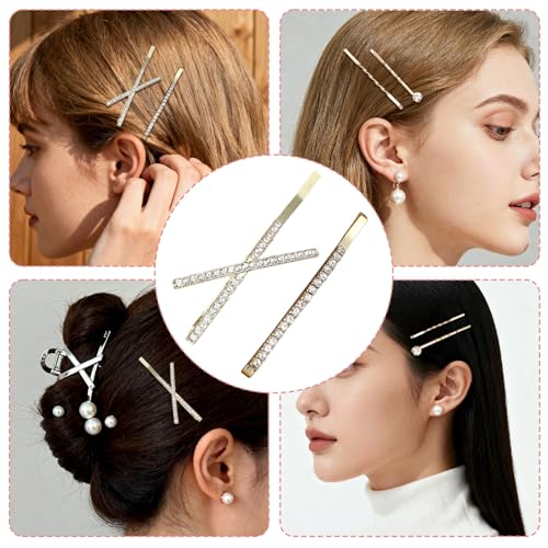 16pcs Rhinestone Hair Pins for Women Gold Hair Clips Bridal & Party Accessories