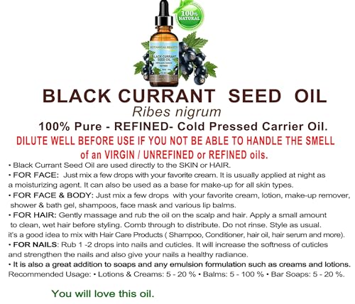 Botanical Beauty 100% Pure Black Currant Seed Carrier Oil - 1 Fl Oz